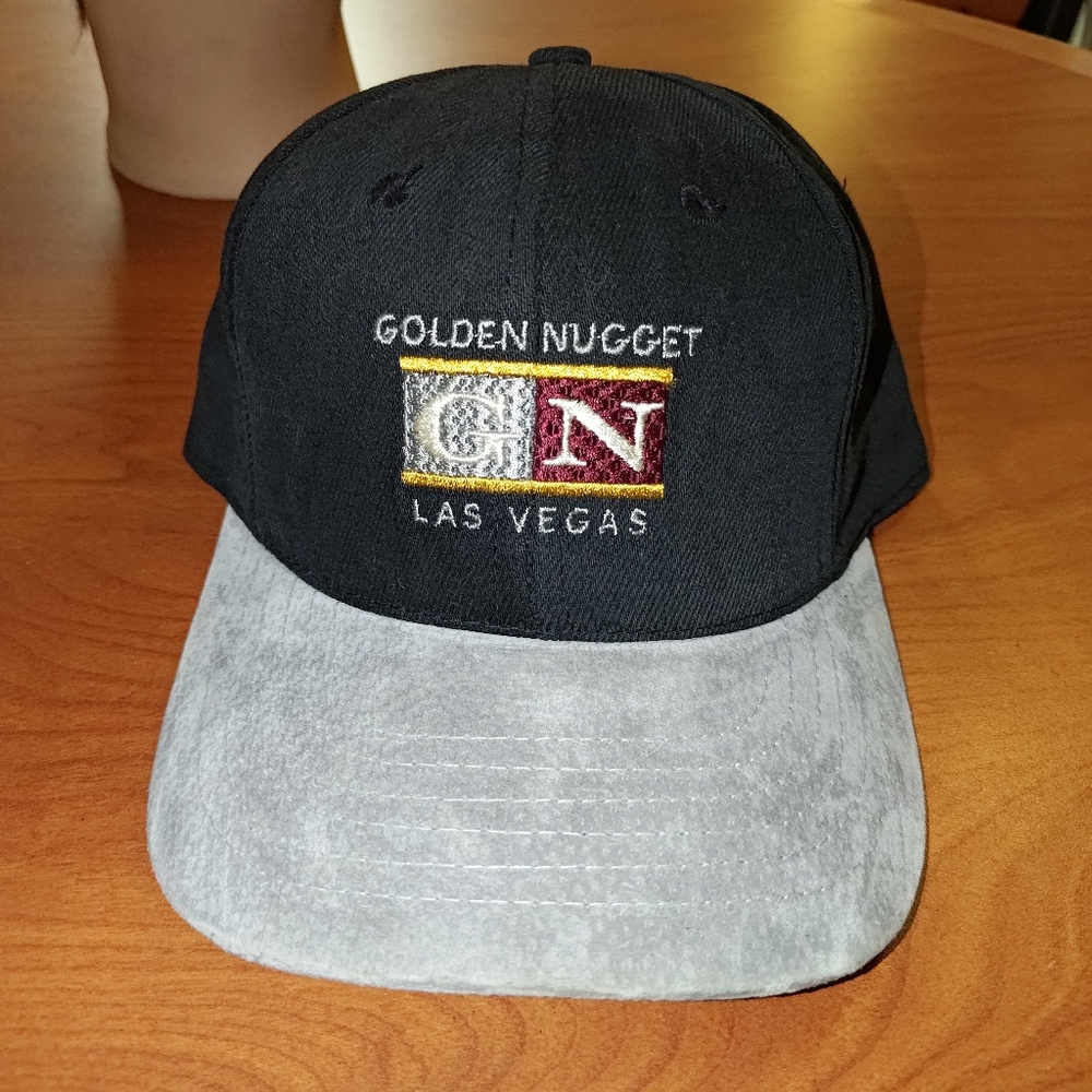 Vtg Golden Nugget Las Vegas Embroidered Suede Visor Snapback Hat USA Made M/L